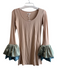 Pitusa Size Petite Beige & Blue Viscose Blend Long Sleeve Scoop Neck Dress Beige & Blue / Petite