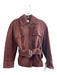 Vince Size XS Brown Cotton Blend Long Sleeve seam detail Collar Waist Tie Jacket Brown / XS
