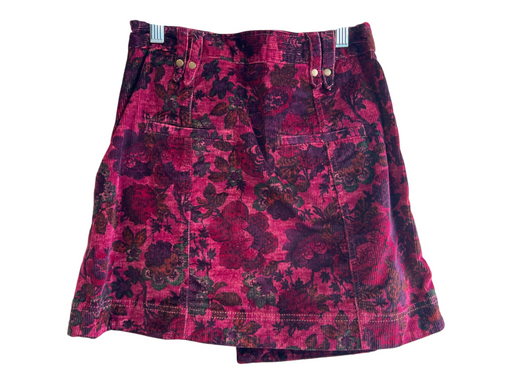 Pilcro Size 0 Red & Pink Cotton Blend Corduroy Floral Print Fold Over Skirt Red & Pink / 0