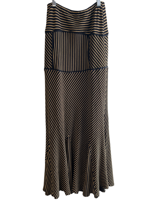 Adriana Praca Size 38 Black & Tan Viscose Blend Elastic Waist Striped Skirt Black & Tan / 38