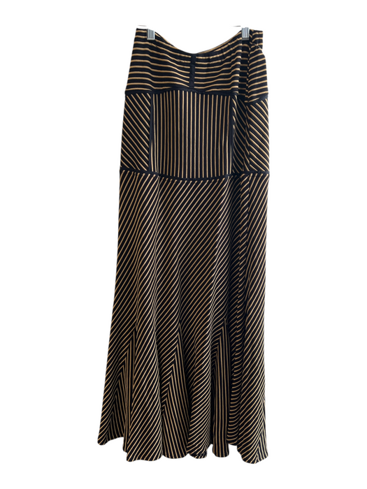 Adriana Praca Size 38 Black & Tan Viscose Blend Elastic Waist Striped Skirt Black & Tan / 38