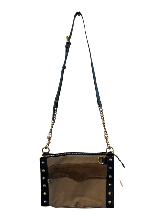 Rebecca Minkoff Brown & Black Leather & Canvas Gold hardware Zip Close Bag Brown & Black / S