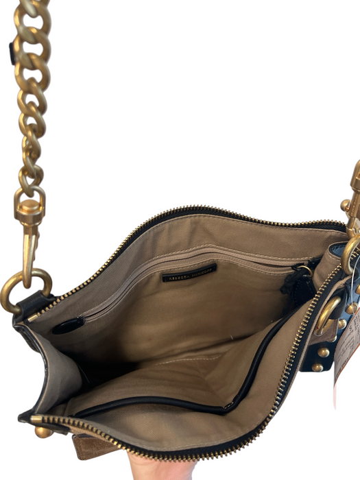 Rebecca Minkoff Brown & Black Leather & Canvas Gold hardware Zip Close Bag Brown & Black / S