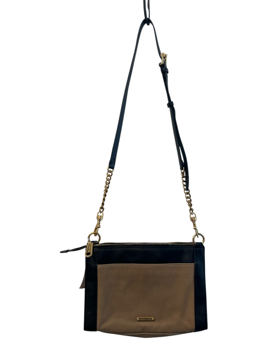 Rebecca Minkoff Brown & Black Leather & Canvas Gold hardware Zip Close Bag Brown & Black / S