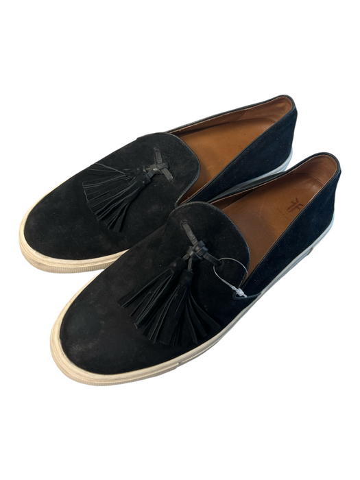 Frye Shoe Size 7.5 Black Leather Suede Almond Toe Tassle Detail Loafer Shoes Black / 7.5