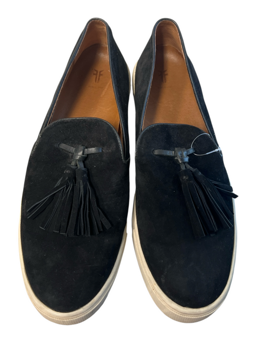Frye Shoe Size 7.5 Black Leather Suede Almond Toe Tassle Detail Loafer Shoes Black / 7.5