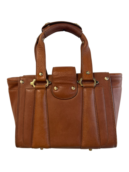 Burberry Tan Pebble Leather goldtone hardware Double Handle Magnetic Flap Bag Tan / Small