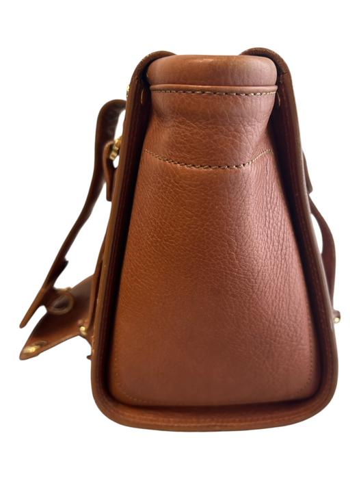 Burberry Tan Pebble Leather goldtone hardware Double Handle Magnetic Flap Bag Tan / Small