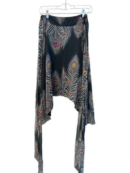 Matthew Williamson Size UK8/US4 Gray Missing Fabric Tag Silk Peacock Belt Skirt Gray / UK8/US4