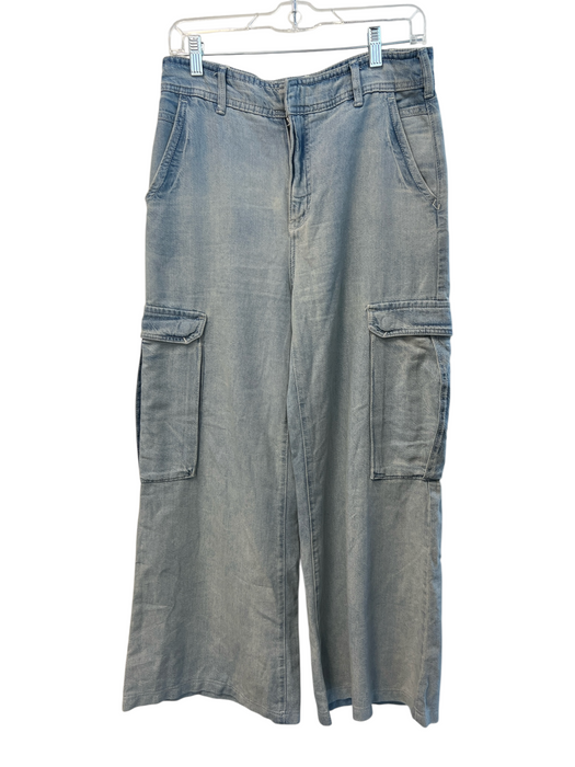 Pilcro Size 28 Blue Cotton & Lyocell Light Weight Cargo Light Wash Baggy Jeans Blue / 28