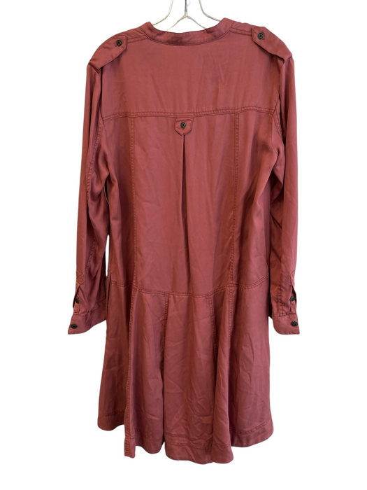 Holding Horses Size 12 Pink Lyocell V Neck Button Down Seam Detail Midi Dress Pink / 12