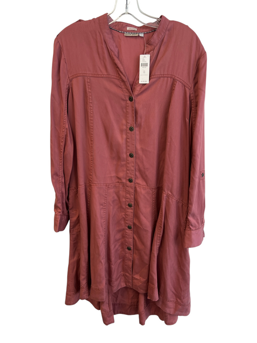 Holding Horses Size 12 Pink Lyocell V Neck Button Down Seam Detail Midi Dress Pink / 12
