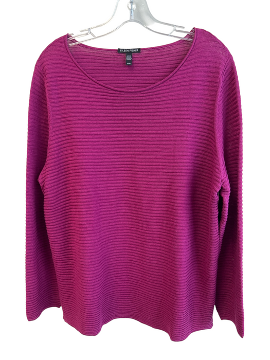 Eileen Fisher Size M Pink Organic Linen & Organic Cotton Ribbed Knit Sweater Pink / M