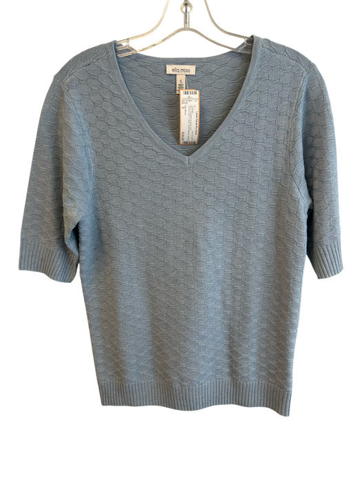 Ella Moss Size S Blue Polyester & Nylon Knit Honeycomb V Neck Sweater Blue / S