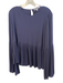 Elizabeth And James Size M Navy Polyester Pleated Round Neck Keyhole Back Top Navy / M