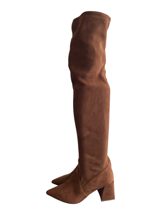 Steve Madden Shoe Size 7 Brown fabric upper Over the Knee Sock Pointed Toe Boots Brown / 7