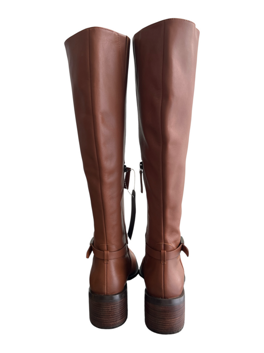Linea Paolo Shoe Size EST 8 Brown Leather Knee High Side Zipper Riding Boots Brown / EST 8