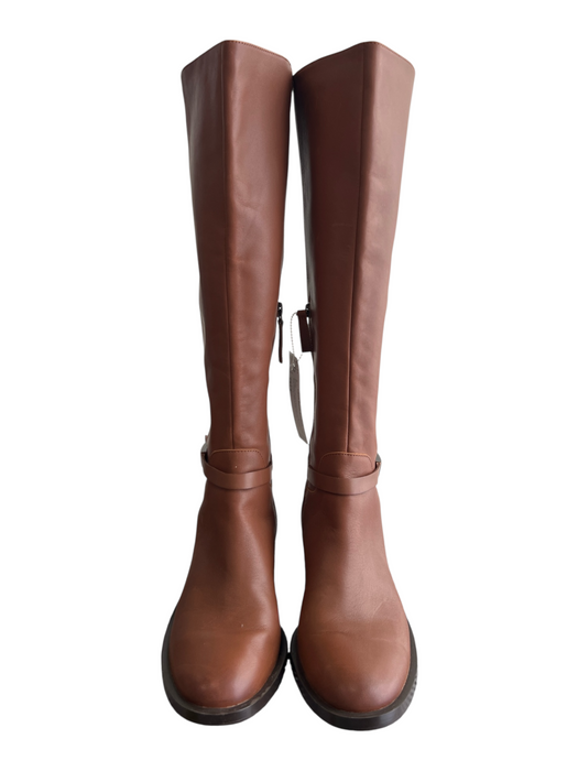 Linea Paolo Shoe Size EST 8 Brown Leather Knee High Side Zipper Riding Boots Brown / EST 8