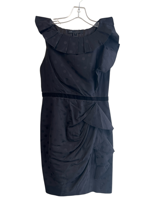 Marc By Marc Jacobs Size 4 Black Cotton & Silk Ruffle Polka Dot Sleeveless Dress Black / 4