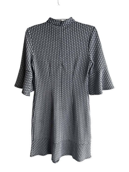 Tyler Boe Size XS Black Polyester Checked High Neck Back Zip Sheath Dress Black / XS