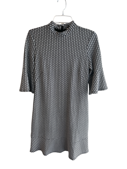 Tyler Boe Size XS Black Polyester Checked High Neck Back Zip Sheath Dress Black / XS