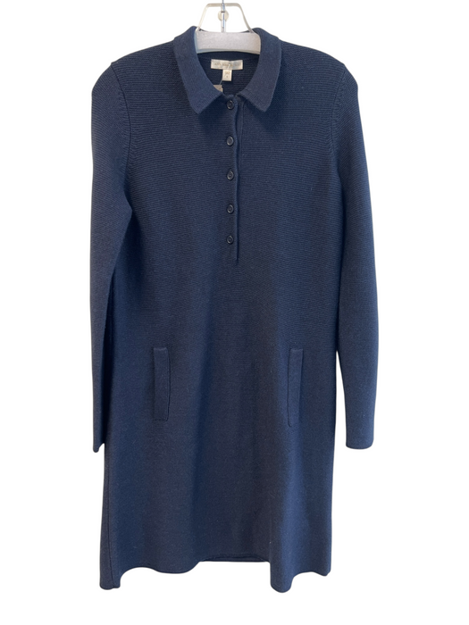 Ann Mashburn Size S Navy 100% Extra Fine Merino Wool Knit Collar Dress Navy / S