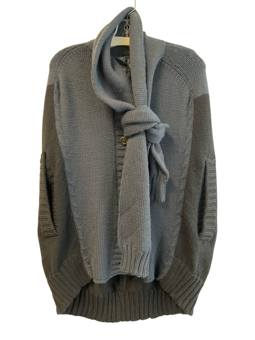 Marc By Marc Jacobs Navy Merino Wool Knit Sleeve Detail Button Sweater Poncho Navy / One Size