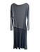 Zara Size M Grey Viscose & Polyamide Long Sleeve solid color Drop Waist Dress Grey / M
