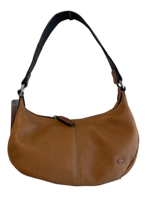 Fossil Brown Leather Georgia Motif Zipper Trim Shoulder Purse Brown / Small