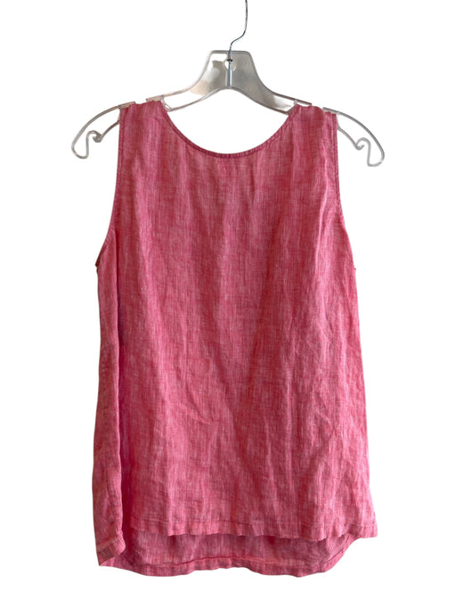 Ann Mashburn Size M Pink 100% Linen Sleeveless Solid Pleated Round Neck Top Pink / M