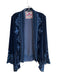 JW Los Angeles Size S Blue Rayon & Silk Velvet Embroidered Open Front Jacket Blue / S