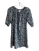 Ann Mashburn Size XS Blue 100% Cotton Poplin Floral Mandarin Buttons Dress Blue / XS