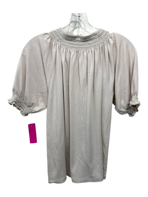 Lake Size S Pale Pink Cotton Smocked Neck Short Puff Sleeve Pajamas Pant Set Pale Pink / S