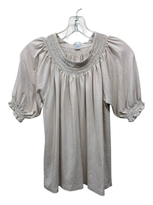 Lake Size S Pale Pink Cotton Smocked Neck Short Puff Sleeve Pajamas Pant Set Pale Pink / S