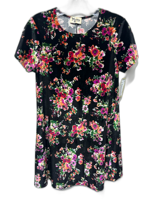 Show Me Your Mumu Size XS Black & Multi Velvet Short Sleeve Floral Dress Black & Multi / XS
