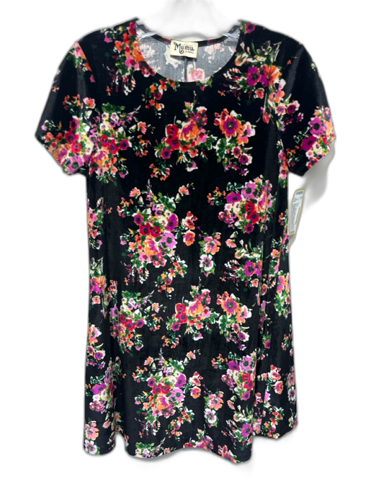 Show Me Your Mumu Size XS Black & Multi Velvet Short Sleeve Floral Dress Black & Multi / XS