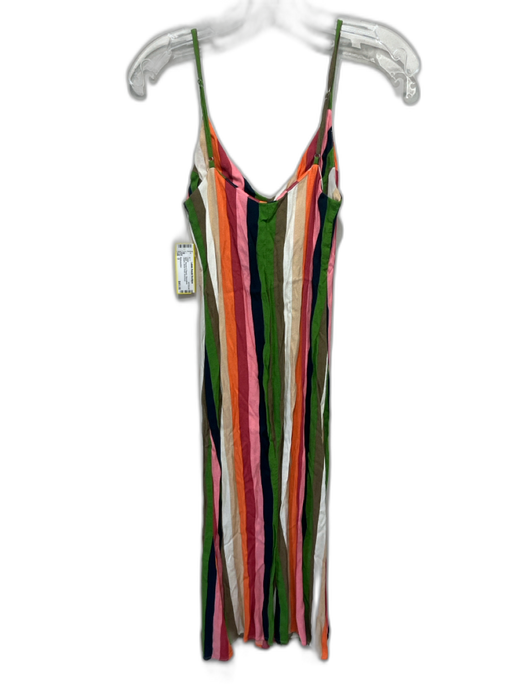 Reformation Size 0 Multi Viscose & Rayon Sleeveless Striped Below Knee Dress Multi / 0
