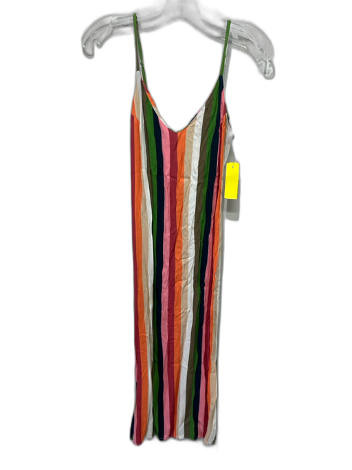 Reformation Size 0 Multi Viscose & Rayon Sleeveless Striped Below Knee Dress Multi / 0