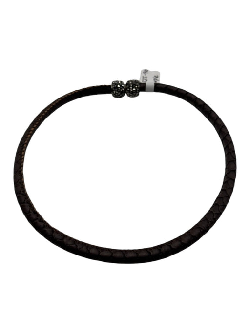 Brown Leather Scale Embossed Choker Magnetic Close Necklace Brown