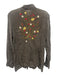 Johnny Was Size M Taupe Gray & Yellow Rayon Long Sleeve Floral Embroidery Top Taupe Gray & Yellow / M