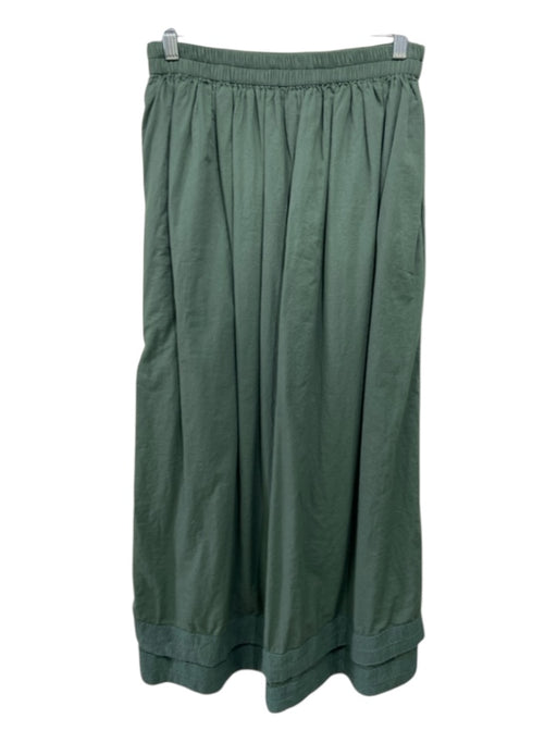 Mirth Size S Forest Green Cotton Elastic Waist Tiered Texture Block Midi Skirt Forest Green / S