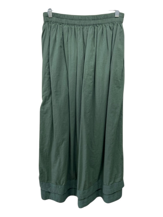 Mirth Size S Forest Green Cotton Elastic Waist Tiered Texture Block Midi Skirt Forest Green / S