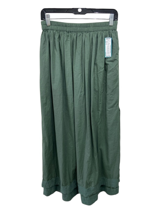 Mirth Size S Forest Green Cotton Elastic Waist Tiered Texture Block Midi Skirt Forest Green / S