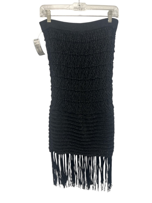 Club Monaco Size XS Black Polyester & Rayon Midi Crochet Fringe Skirt Black / XS