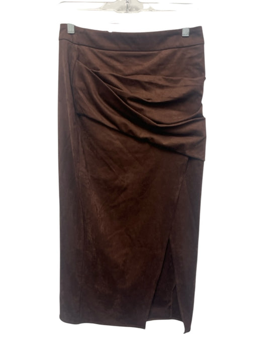 Commense Size S Brown Polyester & Elastane Faux Suede Skirt Brown / S