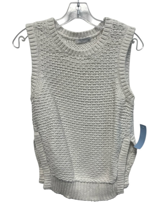 Equipment Femme Size M White Cotton & Nylon Sleeveless Knit Side Clasp Tank Top White / M