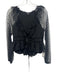 4 Sienna Size M Black Sheer Velvet Polka Dot Tie Front Top Black / M