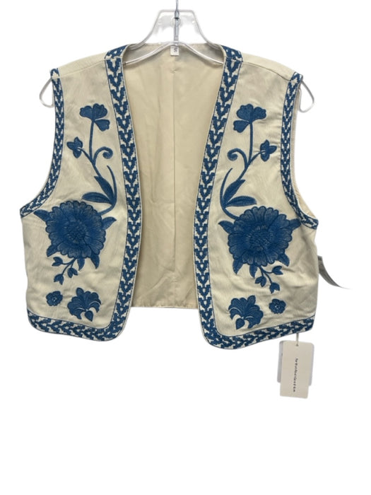 Commense Size S Cream & Blue Polyester Embroidered Floral Vest Cream & Blue / S