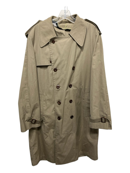 London Fog Size Est L Tan Cotton Blend Solid Overcoat Double Breasted Jacket Tan / Est L