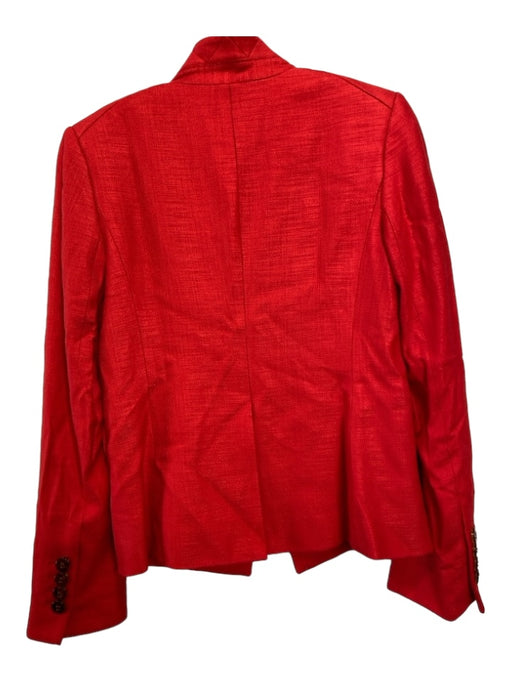 Veronica Beard Size 2 Red Viscose One Button Flap Pockets Shoulder Pads Jacket Red / 2